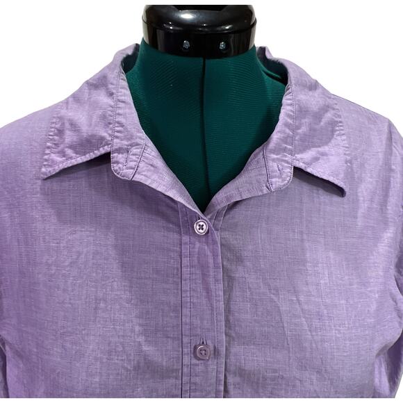 Coldwater Creek Button Up Shirt Embroidered Paisley Cuffs Size Large Purple - Picture 3 of 12